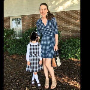 Leota perfect wrap dress blue gingham - small